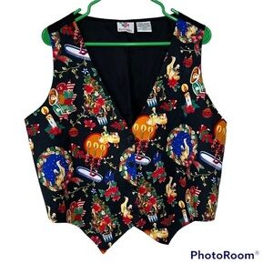 Vintage Nut cracker Christmas print vest size large
